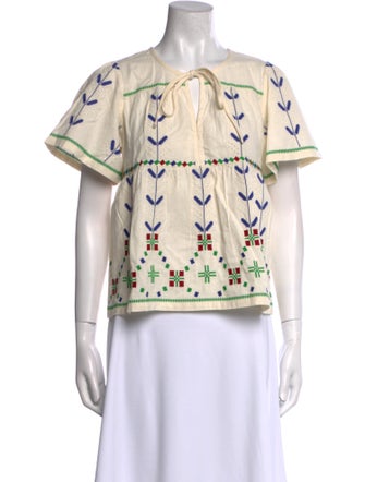 BA&SH Printed Tie Neck Blouse