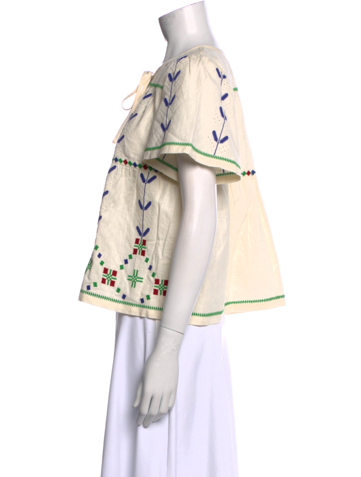 BA&SH Printed Tie Neck Blouse