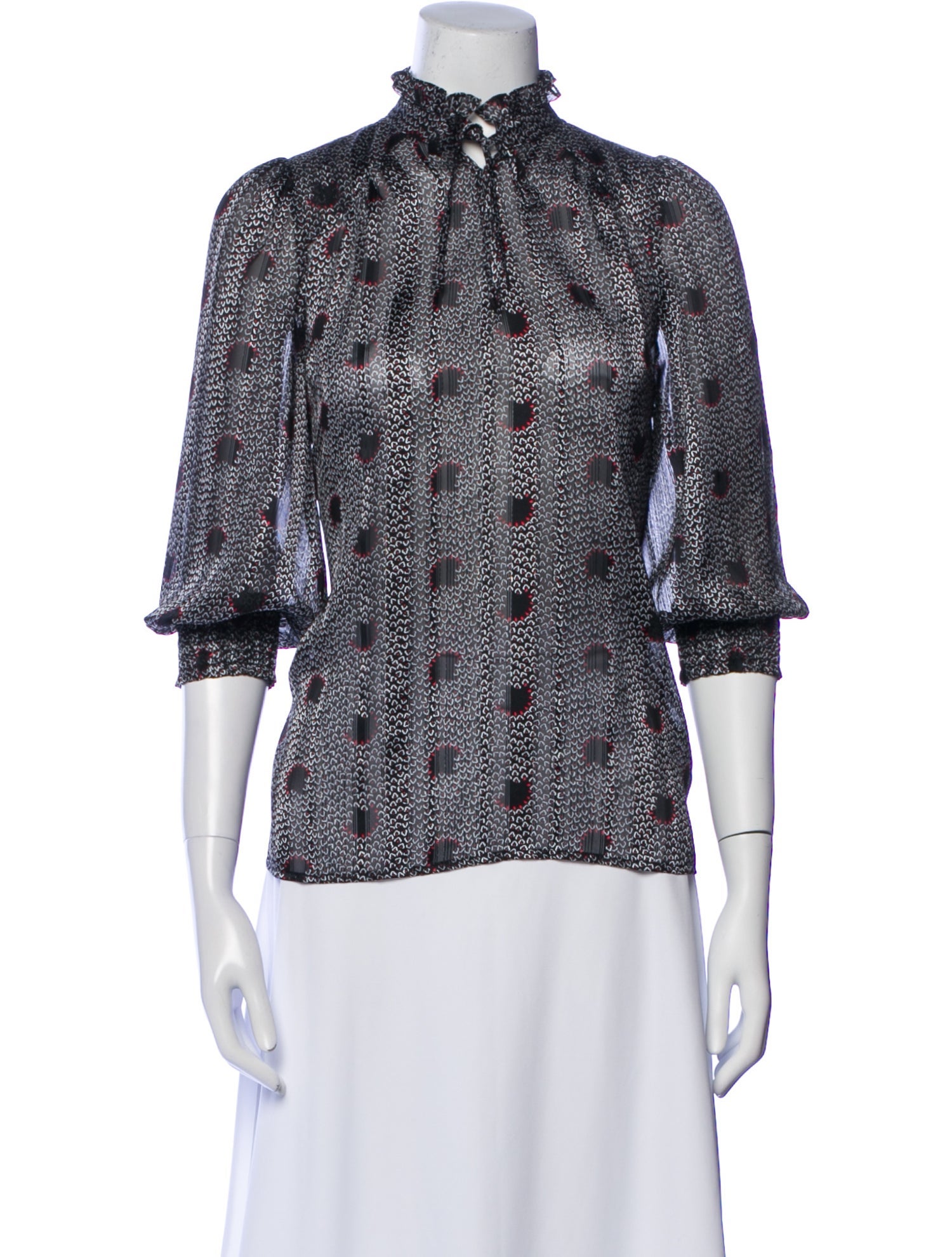 BA&SH Floral Print Mock Neck Blouse