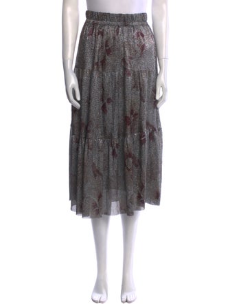 BA&SH Printed Midi Length Skirt