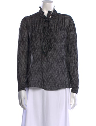 BA&SH Printed Mock Neck Blouse