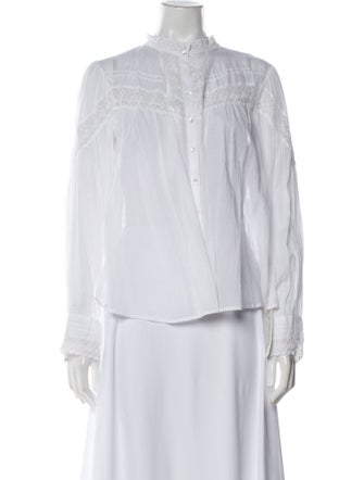 BA&SH Mock Neck Long Sleeve Button-Up Top