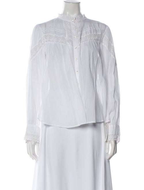 BA&SH Mock Neck Long Sleeve Button-Up Top