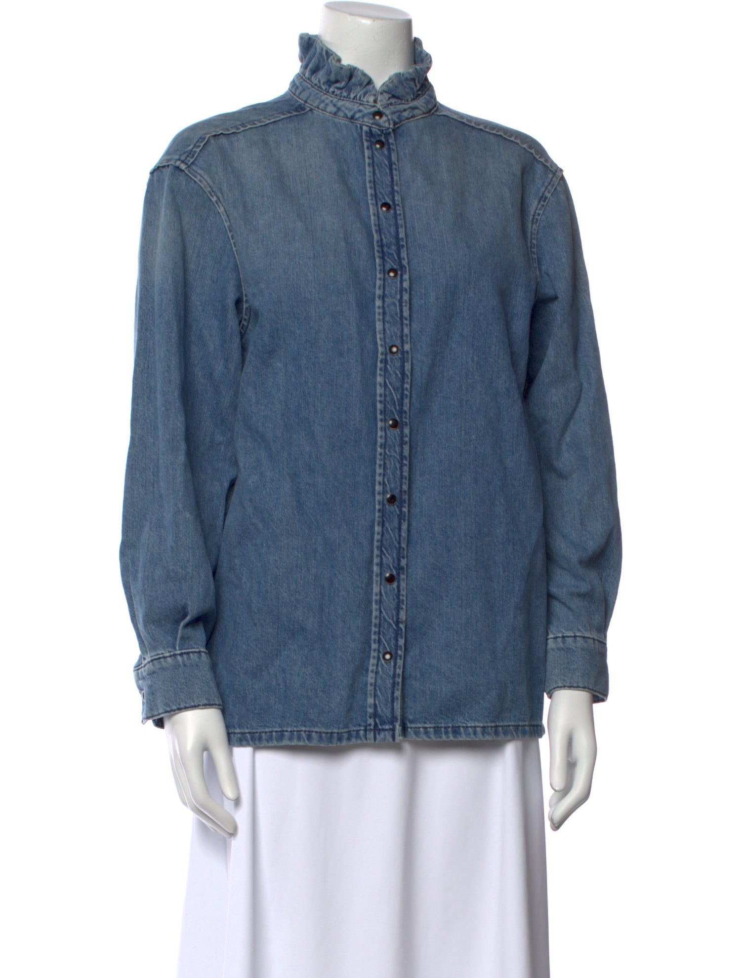 BA&SH Mock Neck Long Sleeve Button-Up Top