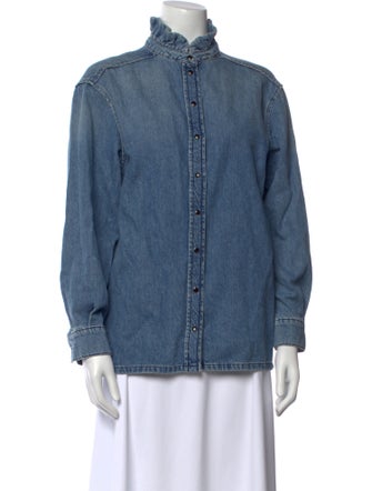 BA&SH Mock Neck Long Sleeve Button-Up Top