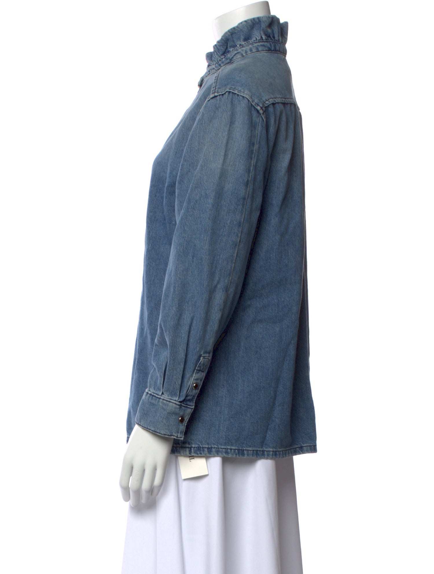 BA&SH Mock Neck Long Sleeve Button-Up Top