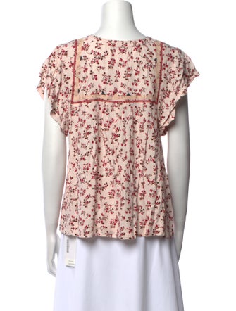 BA&SH Floral Print V-Neck Blouse