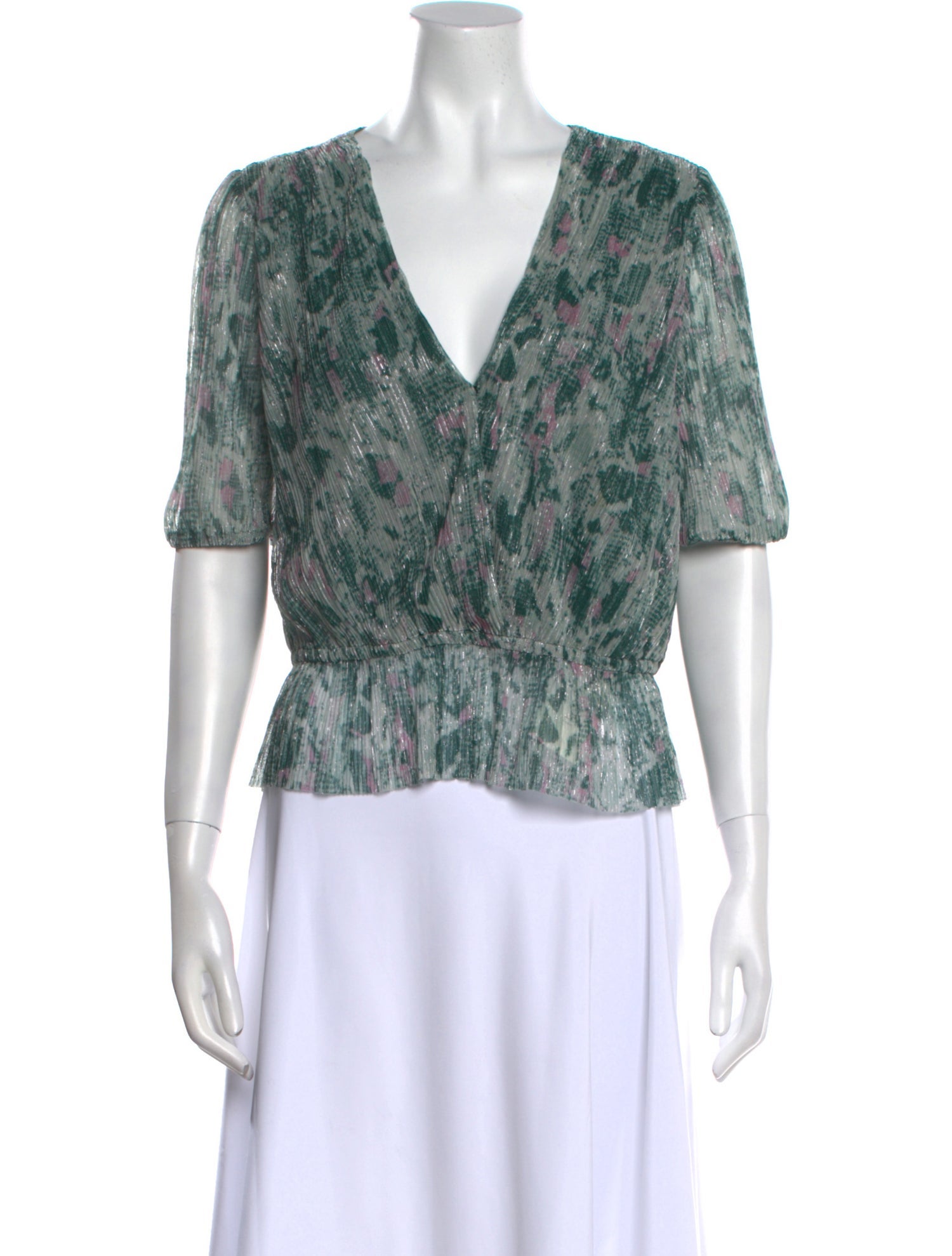 BA&SH Printed V-Neck Blouse