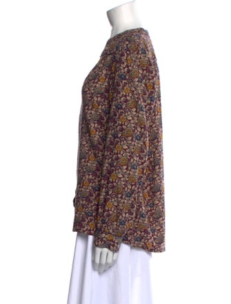 BA&SH Printed V-Neck Button-Up Top