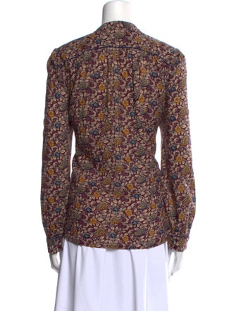 BA&SH Printed V-Neck Button-Up Top