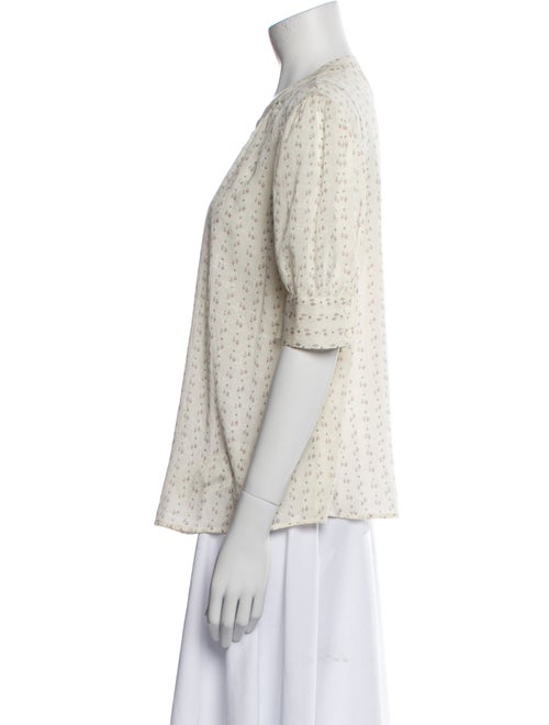 BA&SH Printed Crew Neck Button-Up Top