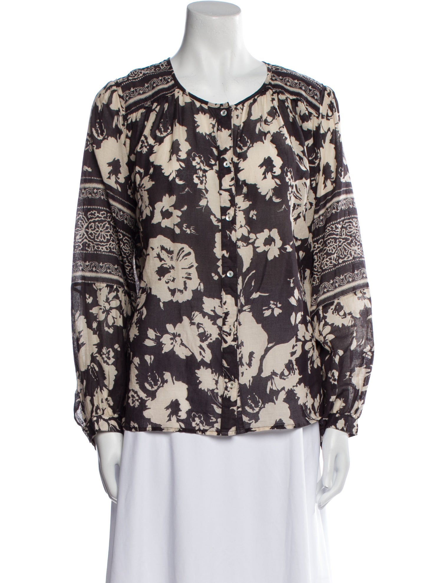 BA&SH Floral Print Scoop Neck Blouse