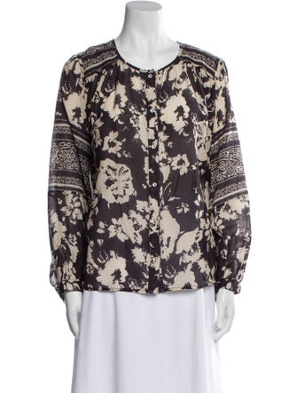 BA&SH Floral Print Scoop Neck Blouse