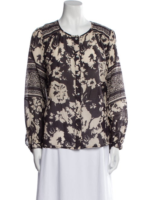 BA&SH Floral Print Scoop Neck Blouse