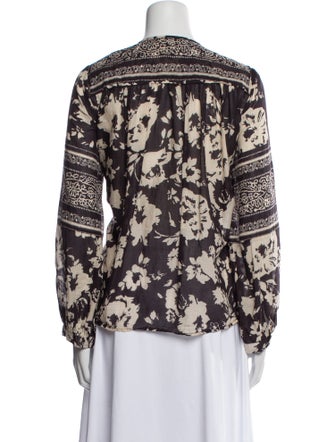 BA&SH Floral Print Scoop Neck Blouse