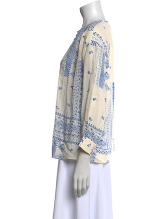 BA&SH Printed Crew Neck Blouse