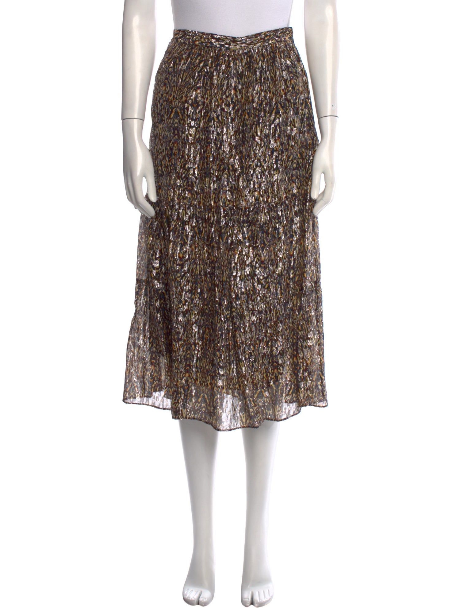 BA&SH Printed Midi Length Skirt