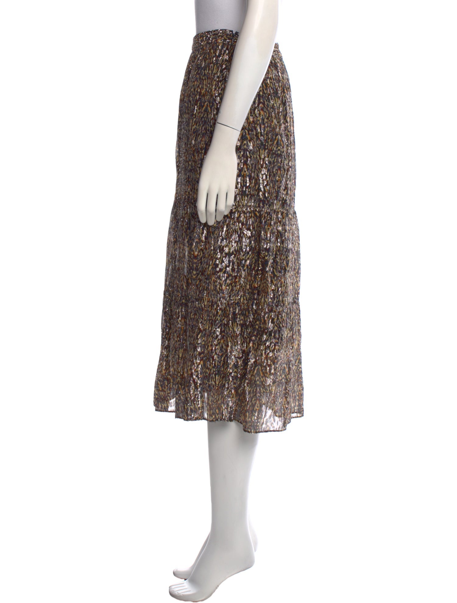 BA&SH Printed Midi Length Skirt