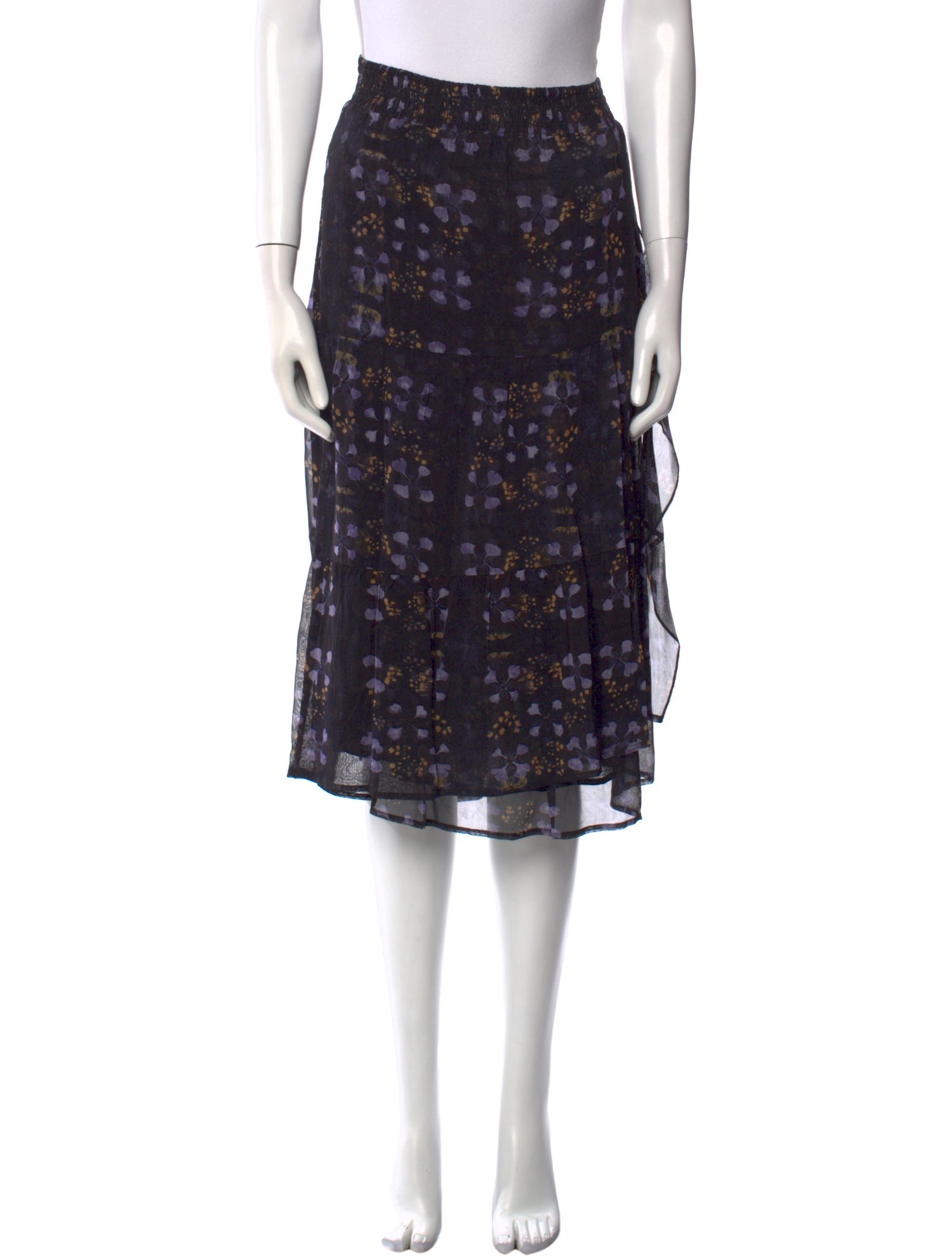 BA&SH Floral Print Midi Length Skirt