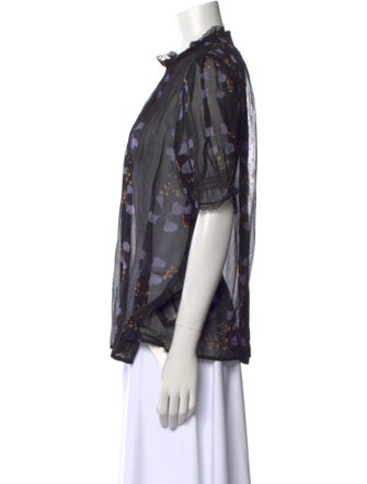 BA&SH Floral Print Mock Neck Blouse