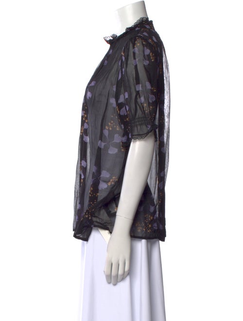 BA&SH Floral Print Mock Neck Blouse