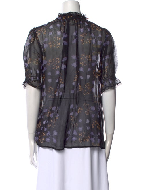 BA&SH Floral Print Mock Neck Blouse