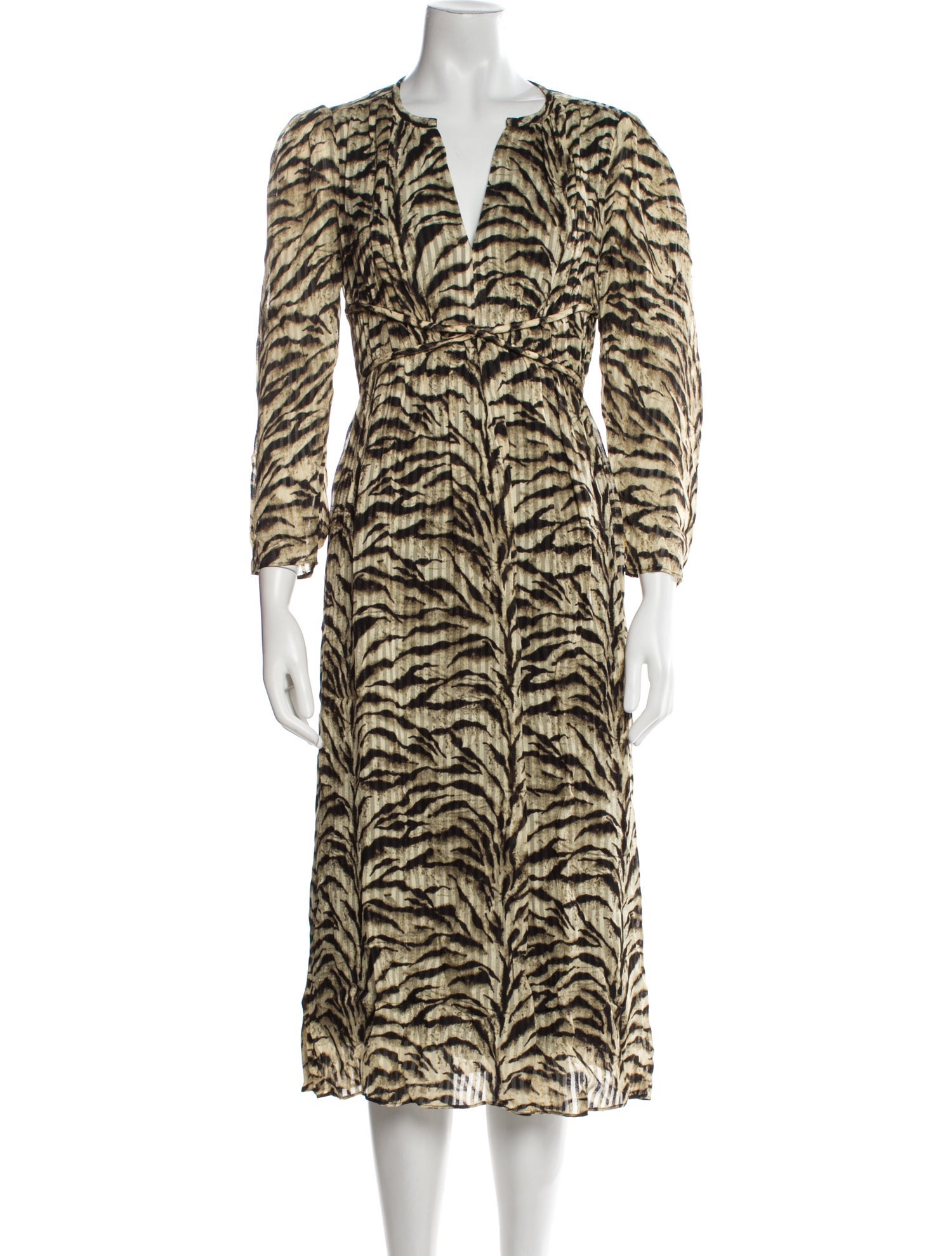 BA&SH Animal Print Midi Length Dress