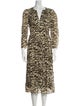 BA&SH Animal Print Midi Length Dress