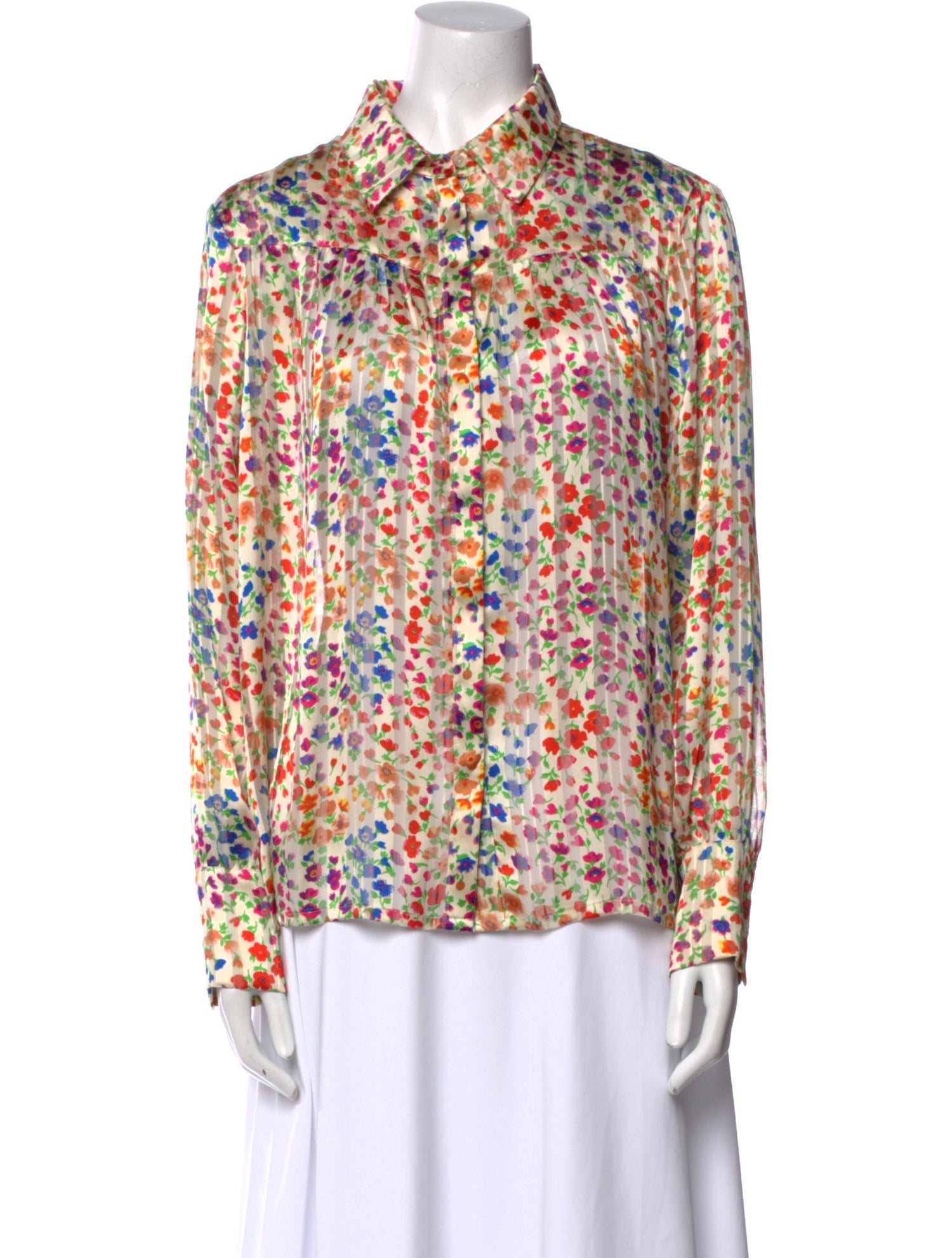 BA&SH Floral Print Long Sleeve Button-Up Top