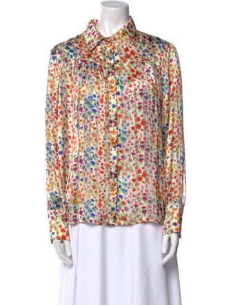 BA&SH Floral Print Long Sleeve Button-Up Top