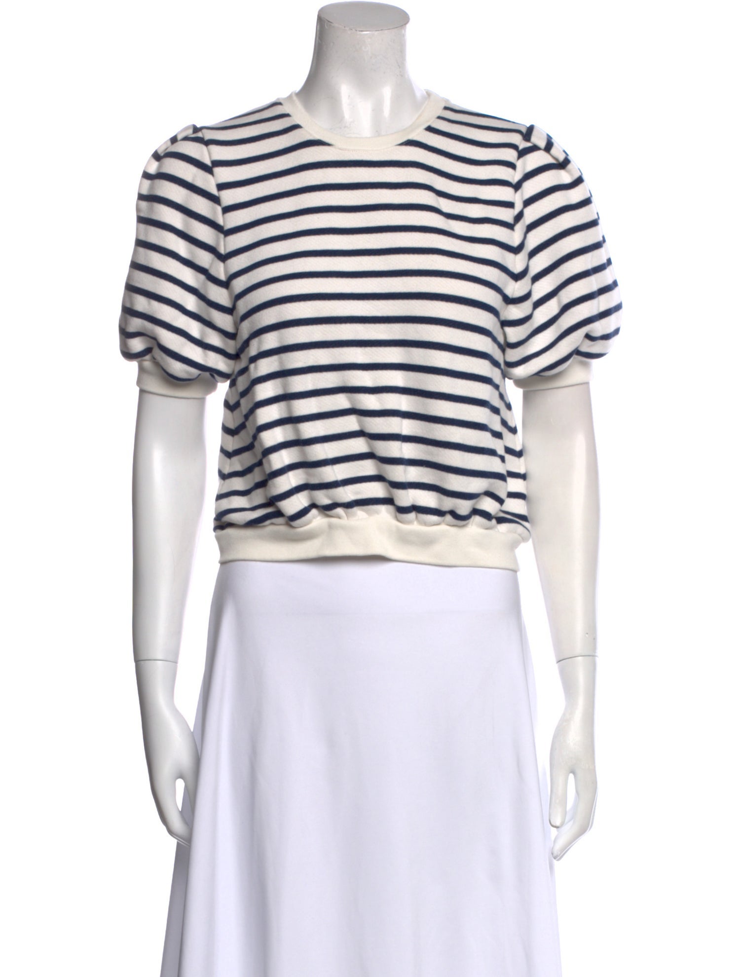 BA&SH Striped Crew Neck Crop Top