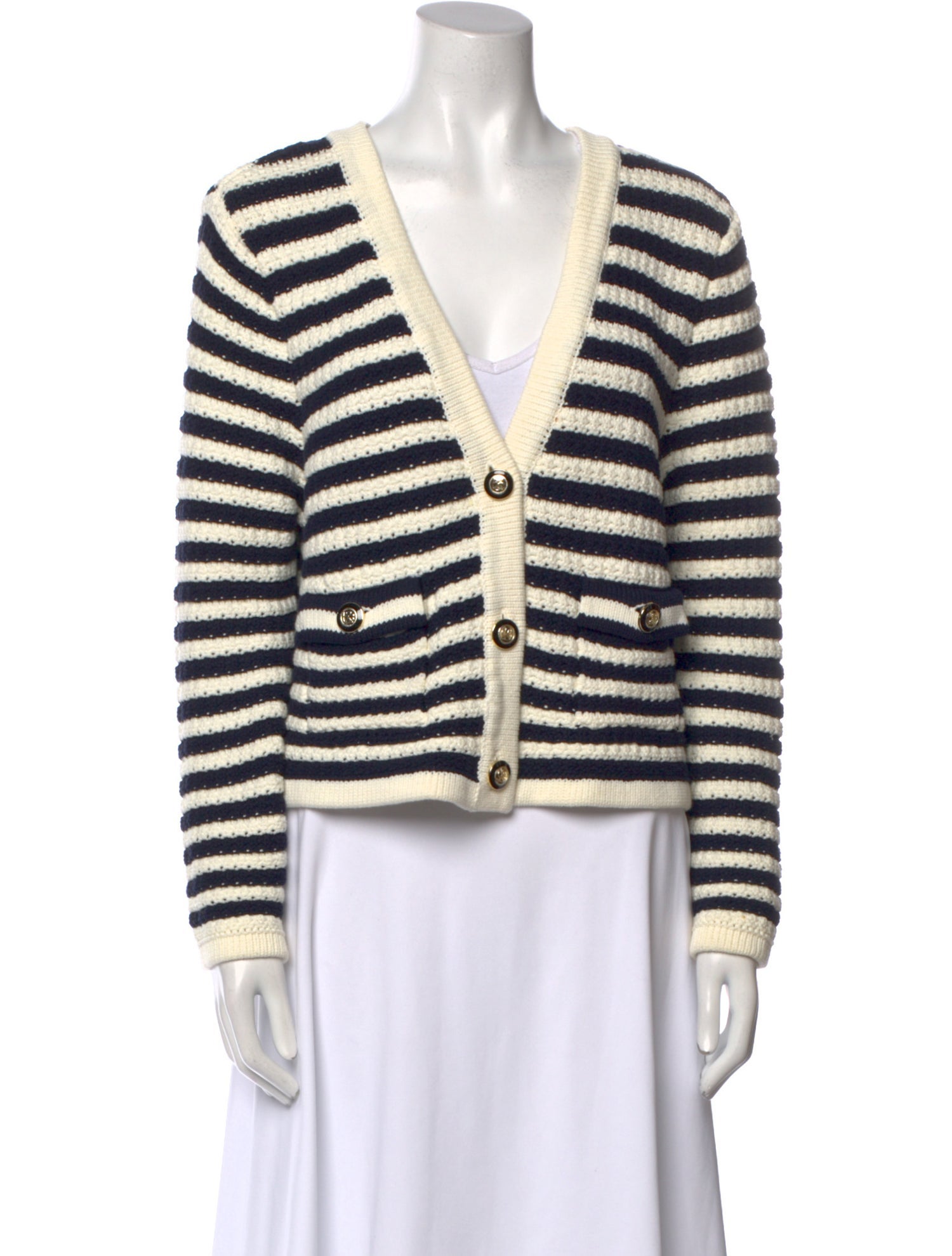 BA&SH Striped V-Neck Sweater