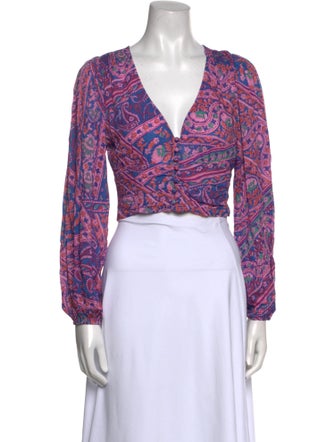 BA&SH Paisley Print V-Neck Crop Top