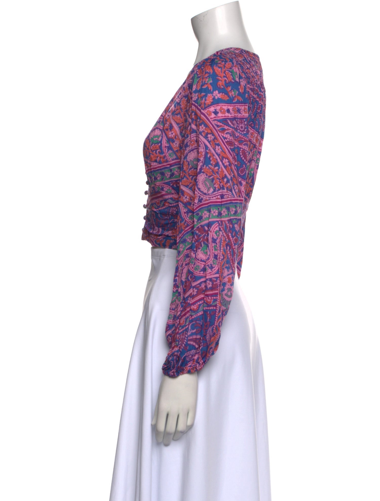 BA&SH Paisley Print V-Neck Crop Top