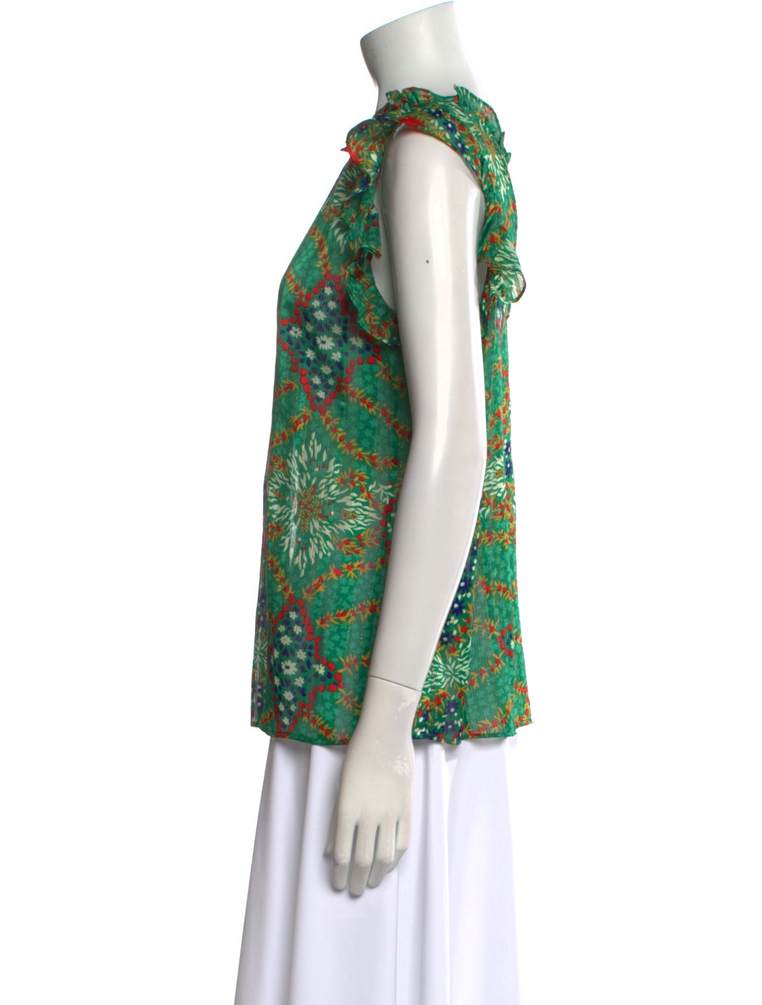 BA&SH Floral Print Bateau Neckline Top