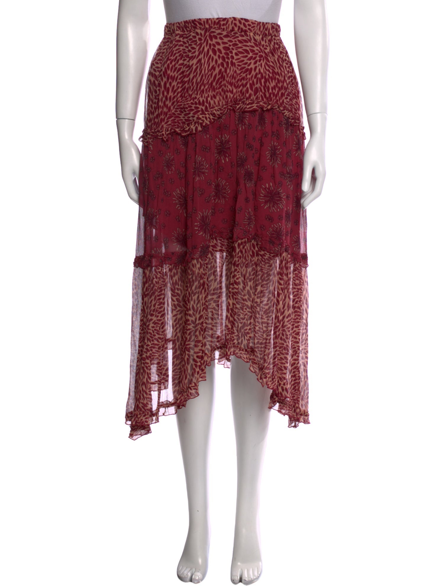 BA&SH Printed Midi Length Skirt