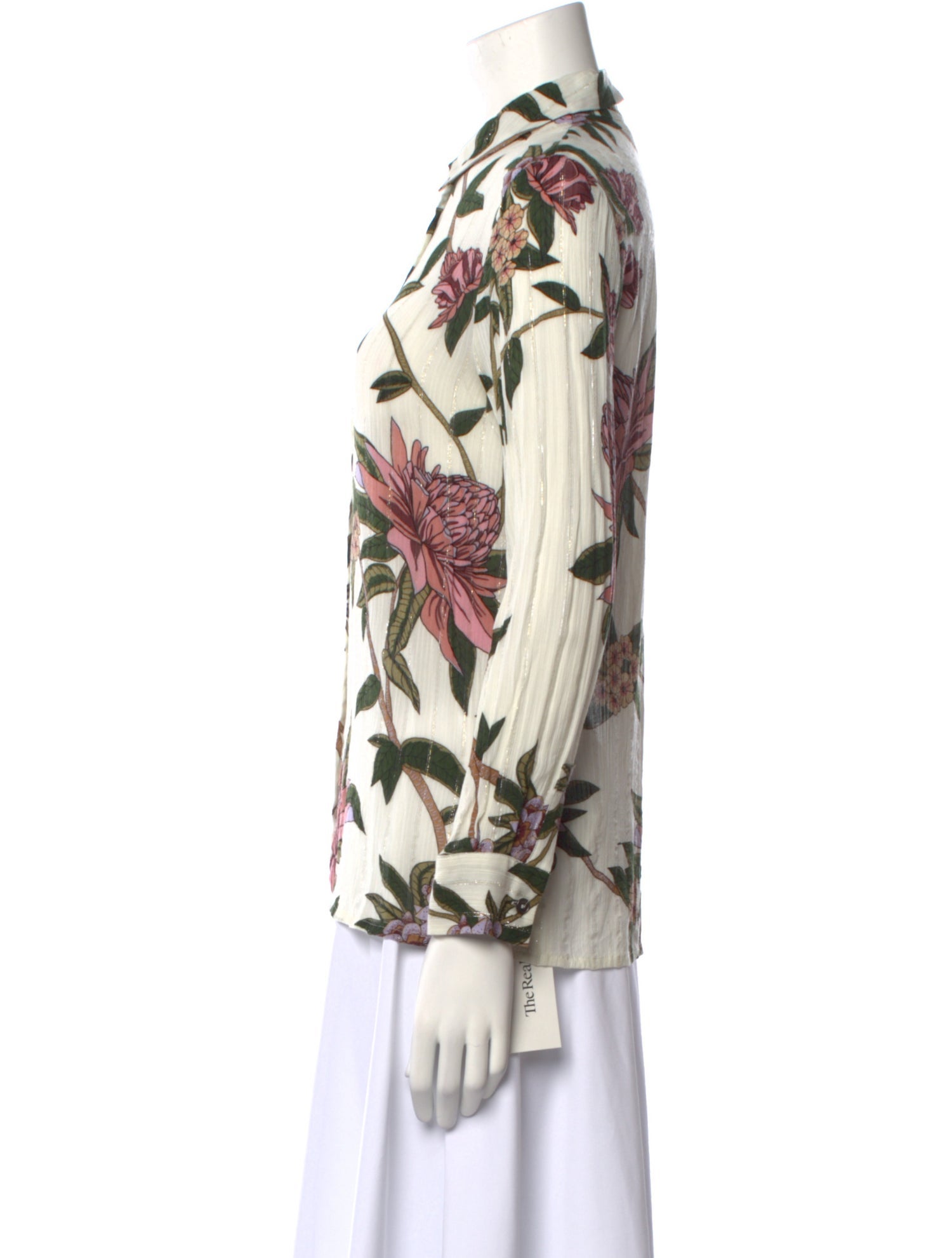 BA&SH Printed Long Sleeve Button-Up Top