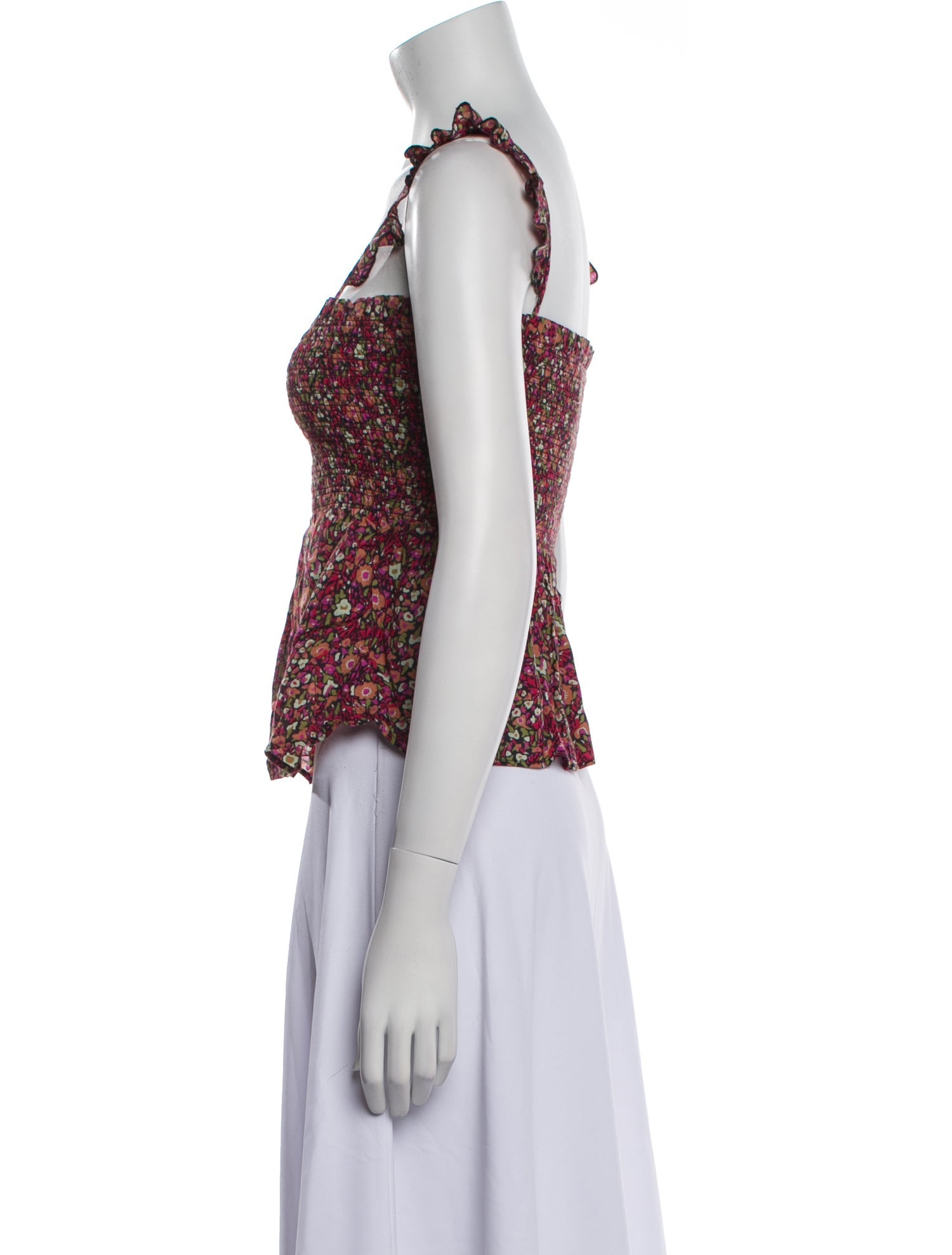 BA&SH Floral Print Square Neckline Crop Top