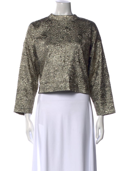 BA&SH Printed Mock Neck Crop Top