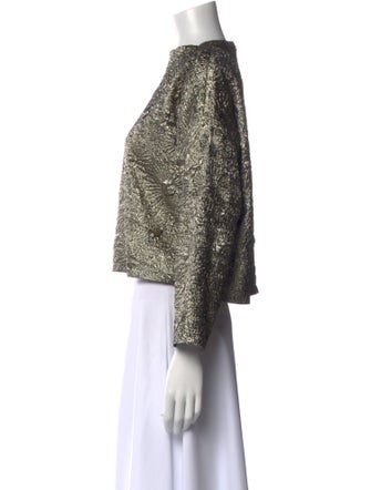 BA&SH Printed Mock Neck Crop Top