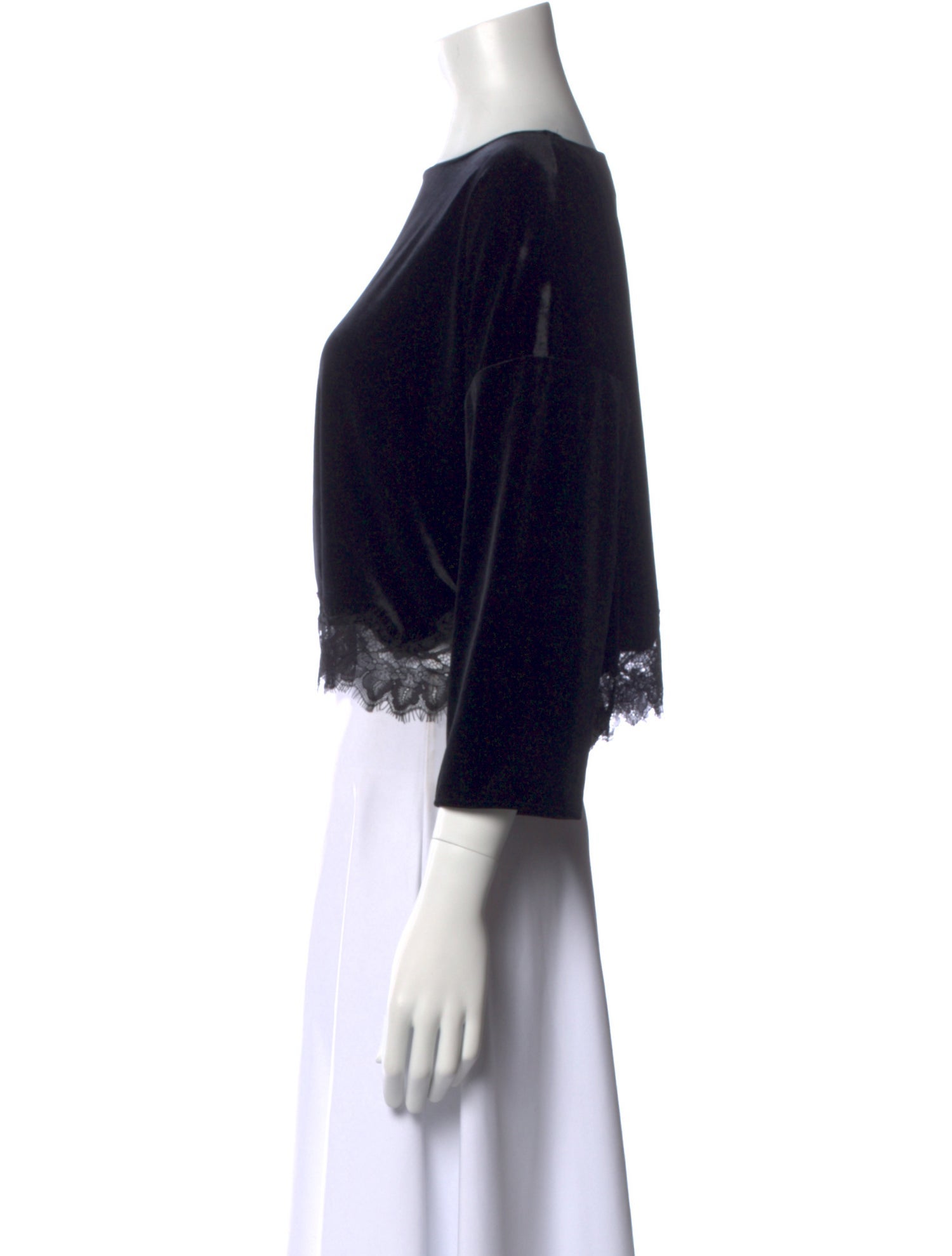 BA&SH Bateau Neckline Three-Quarter Sleeve Crop Top