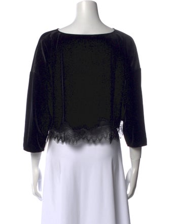 BA&SH Bateau Neckline Three-Quarter Sleeve Crop Top