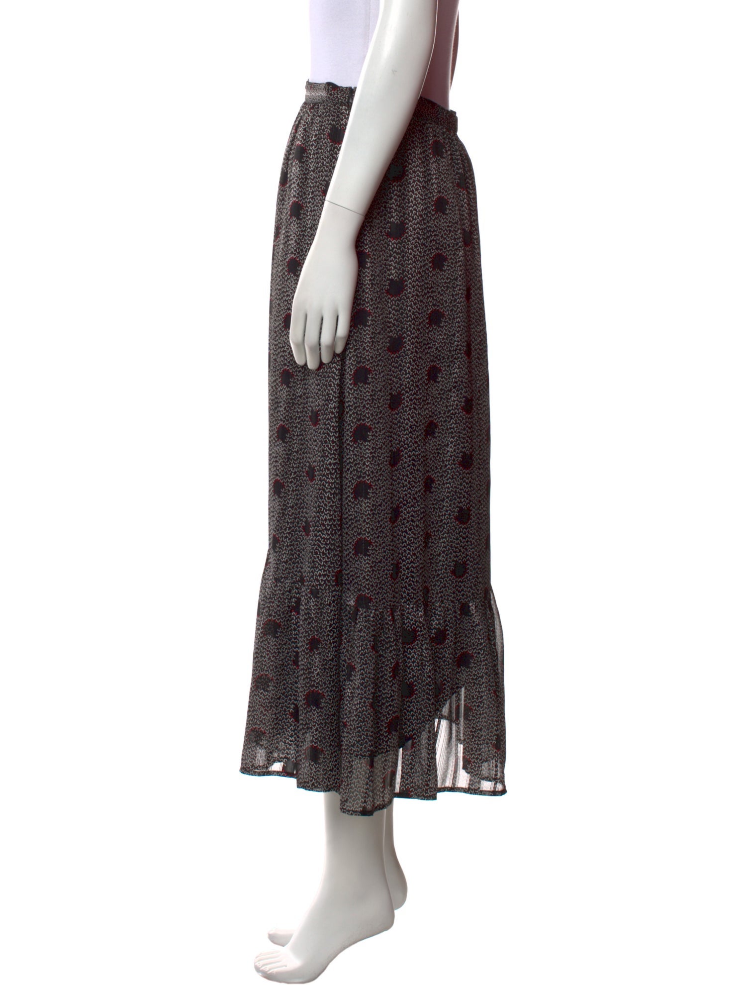 BA&SH Printed Midi Length Skirt