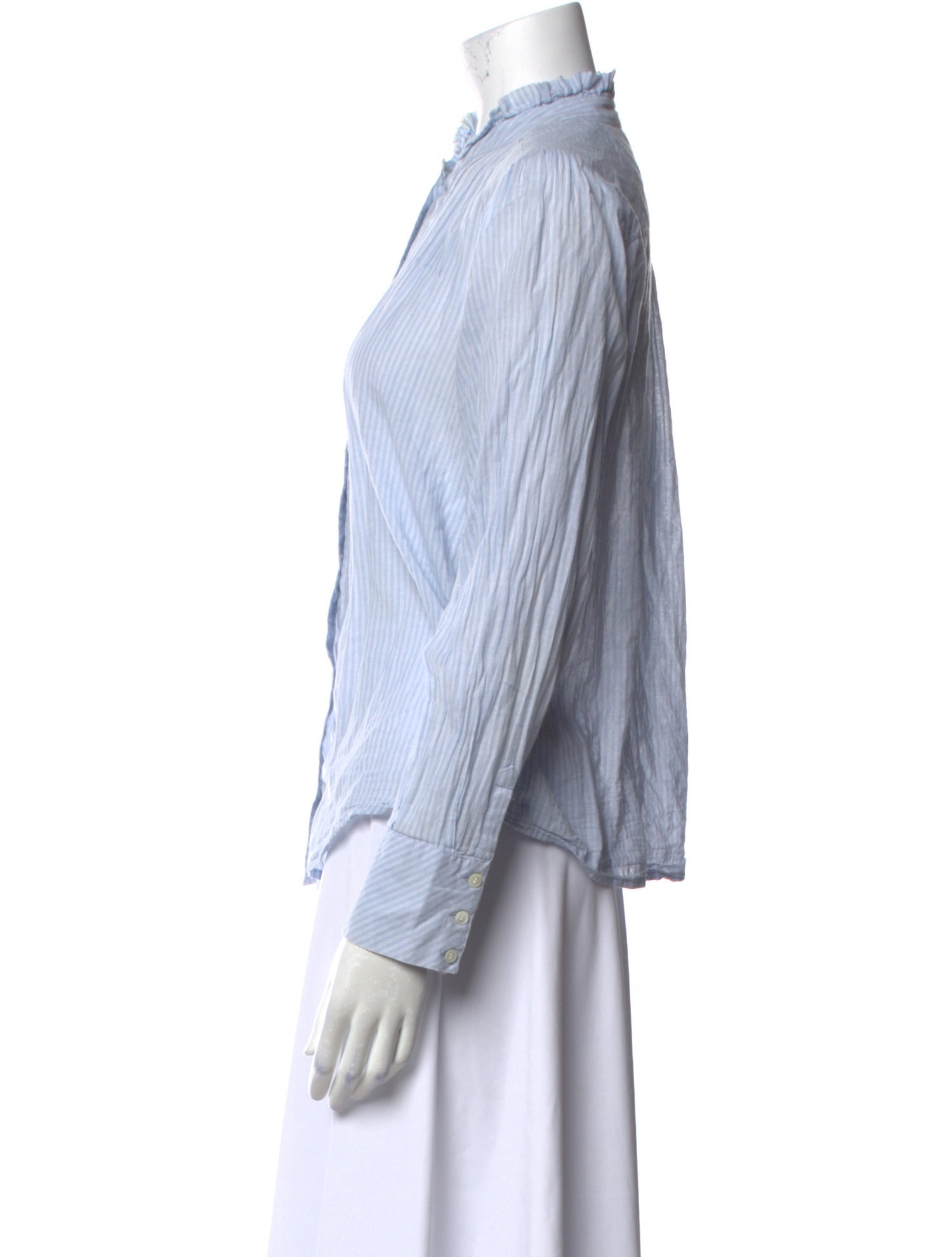 BA&SH Striped Mock Neck Button-Up Top