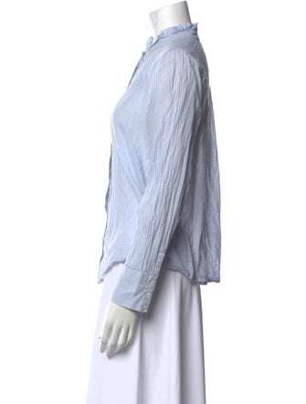 BA&SH Striped Mock Neck Button-Up Top