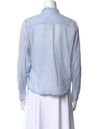 BA&SH Striped Mock Neck Button-Up Top