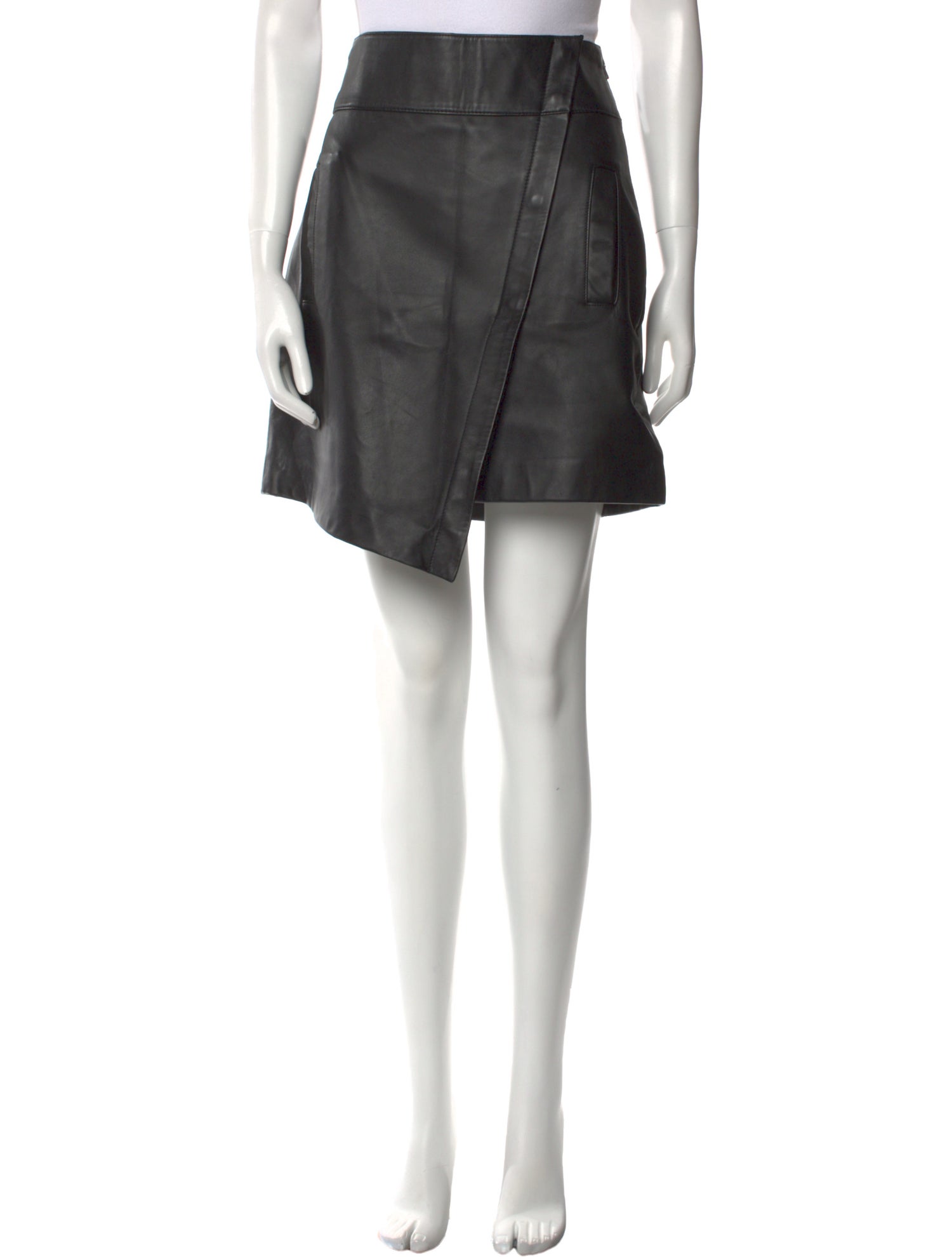 BA&SH Lamb Leather Knee-Length Skirt