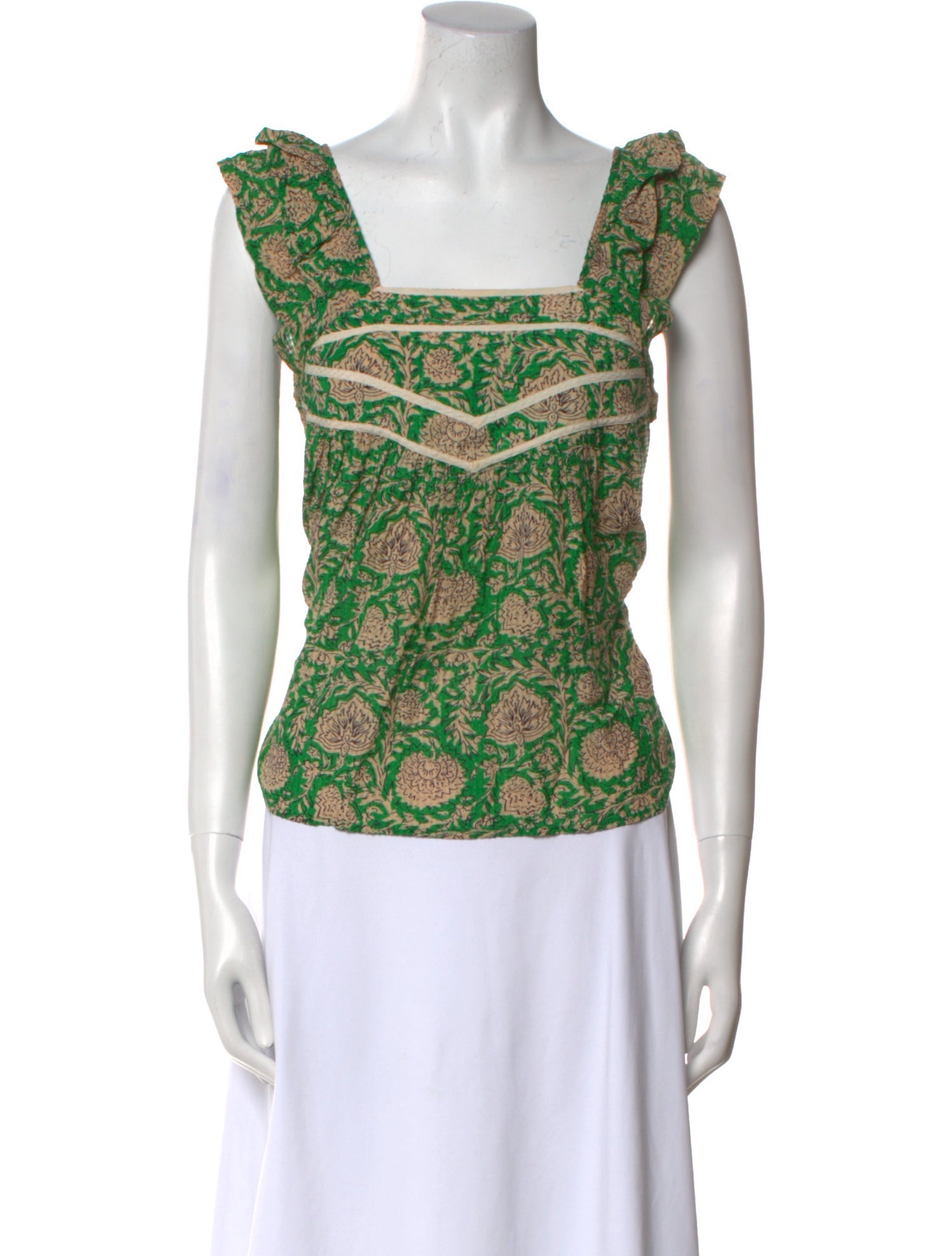 BA&SH Printed Square Neckline Top