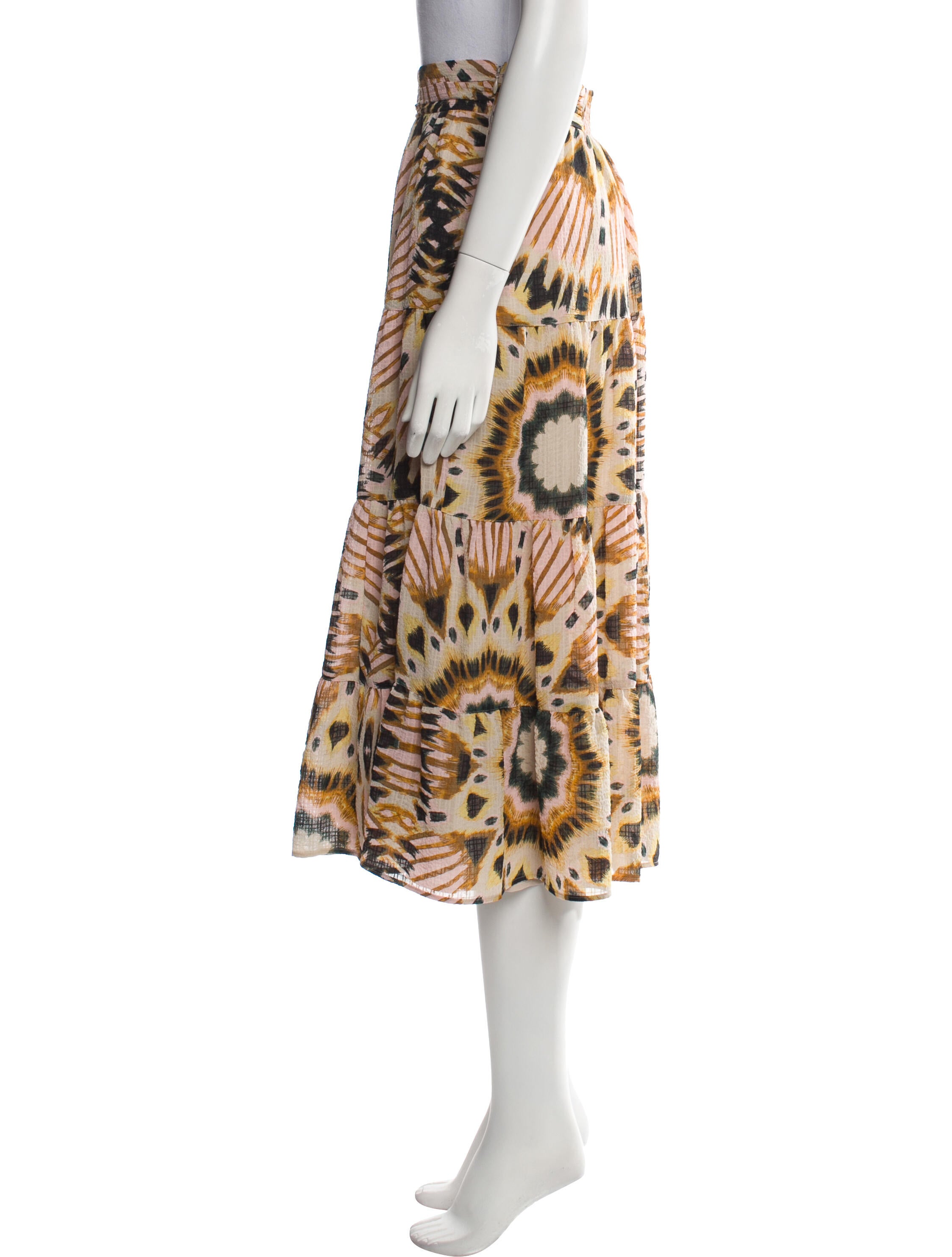 BA&SH Printed Midi Length Skirt