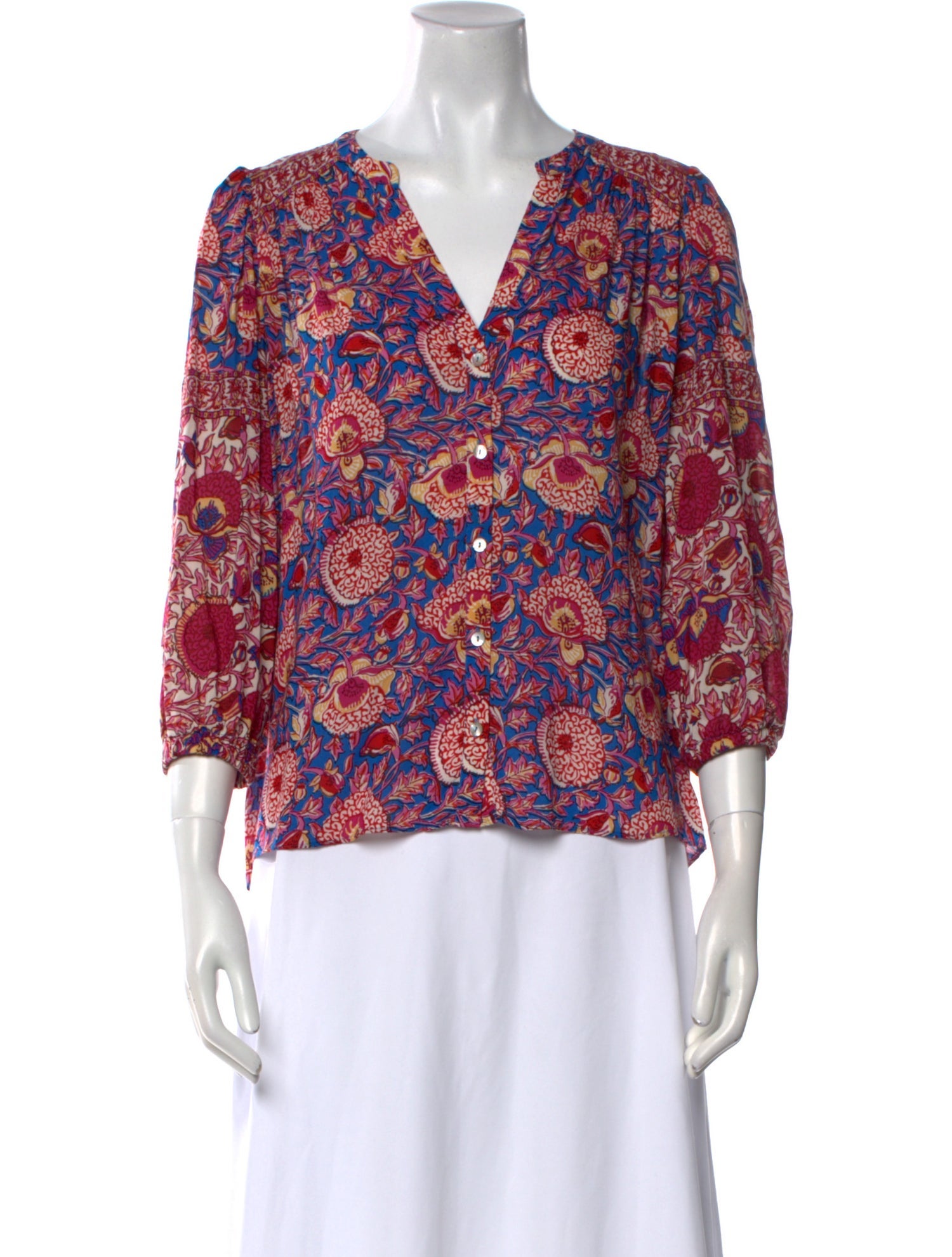 BA&SH Floral Print V-Neck Blouse